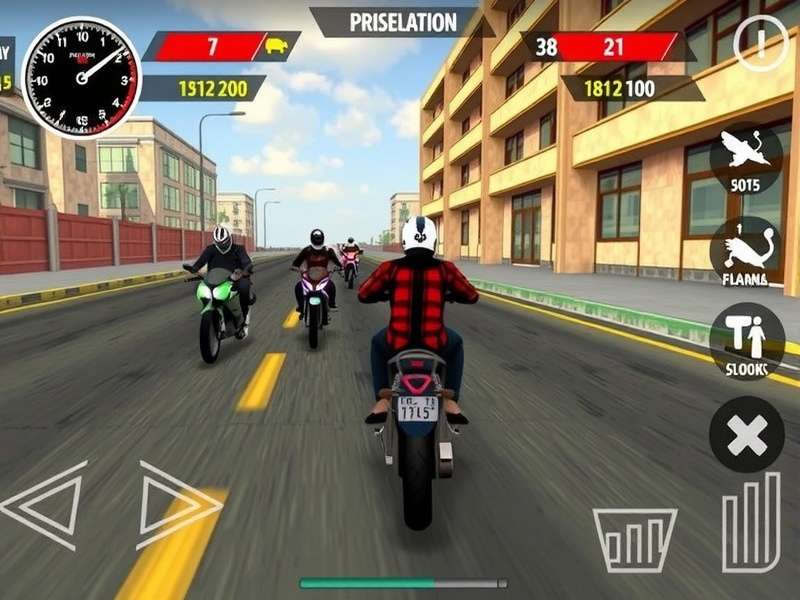 Rapid Rider Pro gameplay screenshot showing motorcycle racing through Indian streets